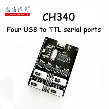 1 adet Dört USB'den ttl'ye seri bağlantı noktası CH340 HUB Dört bağımsız TTL TİP-C bağlantı noktası ICQMCU