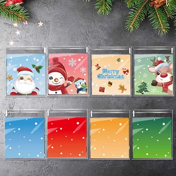 100 Adet Renkli Kendinden yapışkanlı Noel Şeker Çerez hediye keseleri Plastik Bisküvi Aperatif Ambalaj Poşetleri Noel Partisi Dekoru İyilik