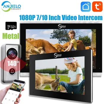 1080P Tuya Akıllı Wifi Görüntülü İnterkom Daire interkom sistemi Ev Kapı Zili için Metal 7 İnç 10 Dokunmatik Ekran