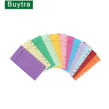 12 Adet Bütçe Zarflar Kart Stoğu Nakit Zarf Sistemi Para Tasarrufu İçin, Çeşitli Renkler Dikey Düzen Delikli