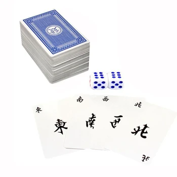 144 Adet / takım Mah Jong Kağıt Mahjong Çin Oyun kart oyunu İle 2 Adet Dices Taşınabilir Seyahat Eğlence Oyun Kartları Kiti Yeni