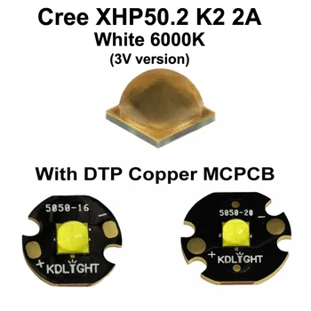 2019 Yeni 3V Cree XHP50. 2 K2 2A Beyaz 6000K LED Verici ile 16mm / 20mm DTP Bakır MCPCB