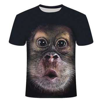 3D Moda Komik Maymun Grafik t shirt Yaz Rahat Hayvan Desen erkek tişört Yeni Hip Hop Baskı kısa Kollu t-shirt Tops