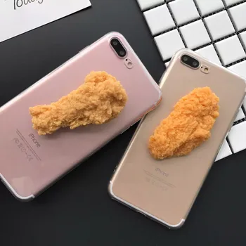 3D Simülasyon Komik Lezzetli Yemek Tavuk Telefon Kılıfları Samsung Not 10 Pro Temizle case arka telefon S10 Not 8 9