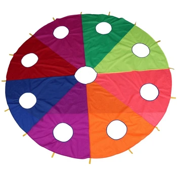 3M9 Delik 8 Renk Gökkuşağı Şemsiye çocuk Spor Delikli Gökkuşağı Şemsiye Aktivite Ekipmanları