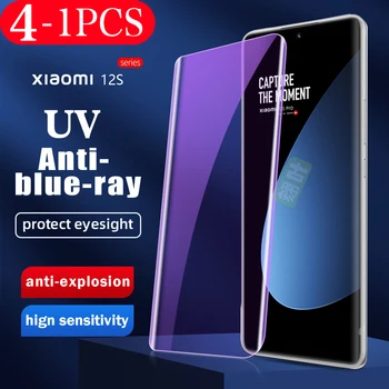 4-1 Adet Anti mavi ışık xiaomi 13 12 11 10 pro 12s Ultra 12x 10s UV temperli Cam 9D kapak Ekran Koruyucu koruyucu Film