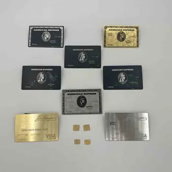 4442 Özel lazer kesim gelişmiş özel manyetik şerit Üye banka siyah metal kredi kartı