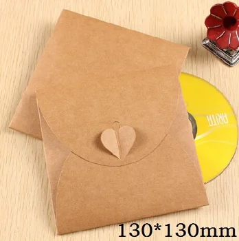 5 adet / grup YENİ Vintage Kalp Kraft Kağıt CD Optik Disk Kağıt Torba DVD Çantası DIY Çok Fonksiyonlu çanta zanaat zarf