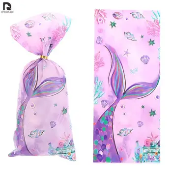 50 Adet Mermaid Parti Şeker hediye keseleri Bisküvi Paketleme Çantası Denizkızı Kuyruğu hediye çantası Konuk için Kız Doğum Günü Malzemeleri Bebek Duş