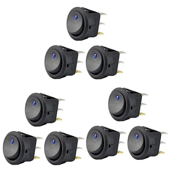 9 Adet 12 V 20A Rocker geçiş LED anahtarı mavi ışık SPST On-Off kontrol