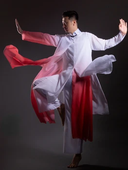 Adam Çin Geleneksel halk dans kostümü Antik Tai Chi Üniforma Sahne Performansı için Oryantal Tang Hanedanı Giyim