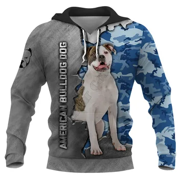 Amerikan Bulldog Köpek 3D Baskılı Hoodies Kazak Erkekler Kadınlar İçin Komik Hayvan Tişörtü Moda Cosplay Giyim Kazak 02