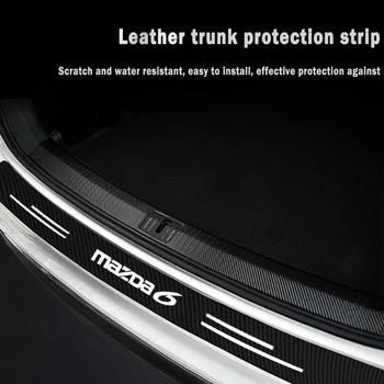 Araba Arka Gövde Tampon Koruma Plakası Karbon Fiber Çıkartmalar Anti-Scratch Çarpışma Koruma Şeridi Mazda 6 için Logo Çıkartması