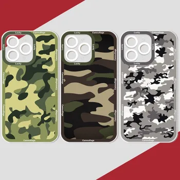 Askeri Ordu Kamuflaj Desen telefon Kılıfı telefon Kılıfı için iPhone 11 12 13 Mini Pro Max 14 Pro Max Durumda kabuk Funda Kapak