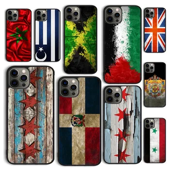 Autumu Dominik Suriye rusya İngiltere Chicago bayrağı Telefon Kılıfı için iPhone 15 12 mini X XS XR 11 13 14 Pro Max SE 2020 6S 7 8 Artı