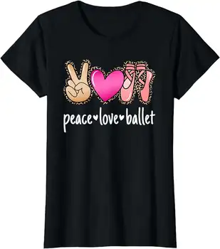 Barış aşk Bale leopar Baskı Kızlar Kadınlar dans Balerin T-Shirt