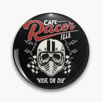 Cafe Racer Kask Kafatası F E A R Yumuşak Düğme Pin Moda Giyim Yaratıcı Takı Karikatür Şapka Yaka Sevgilisi Hediye Yaka Pin