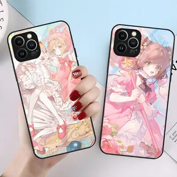 Cardcaptor Sakura telefon kılıfı için iPhone 14 Pro 12 15 13 11 Mini XS XR Max 8 7 6 artı SE 2020 cam lüks Arka Kapak