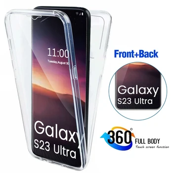 Cep telefonu Kılıfı Ön Ve Arka samsung kılıfı S23 Ultra Galaxy S23 Artı S23 + Telefonları Coque Şeffaf Lens koruyucu kapak