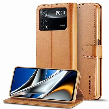 Cüzdan Deri Kılıf İçin Xiaomi Pocophone Poco X3 NFC Pro X4 M3 M4 F3 Manyetik Darbeye Dayanıklı Flip Telefon Kapak İçin Poco X4 M4 Pro