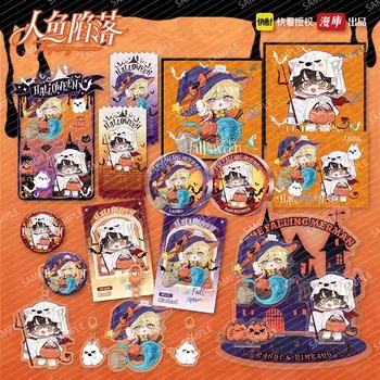 Düşen Merman Cadılar Bayramı Serisi Renkli Kağıt Bai Chunian, Lan Bo Karikatür Figürü Akrilik Standları Rozeti Kolye Manga Etrafında