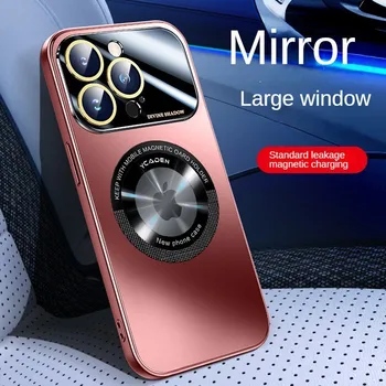 Iphone için uygun 14, 13, 12, 11 Pro Max Artı Büyük Pencere, Manyetik Emme Şarj Telefon Kılıfı, Lens Koruma