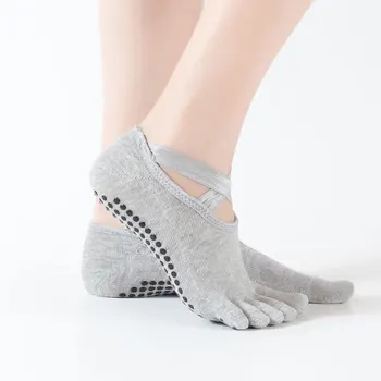 Kadın Yoga Çorap Beş Parmaklı Yoga Çorap Saf Pamuk Nokta Silikon kaymaz yüksek Kaliteli pilates çorabı Bale Dans spor çorapları