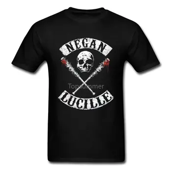Kafatası T Shirt Negan Lucille Tshirt Yürüyen Ölü T Shirt Erkekler İçin Korku Giyim Cadılar Bayramı Tee Sokak Stili Üstleri Siyah