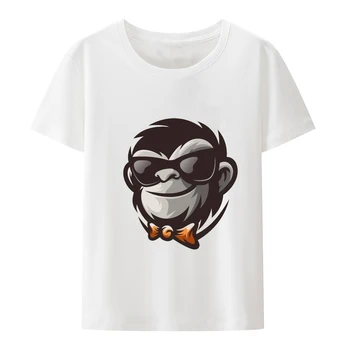 Karikatür maymun Portre T Shirt Erkek Kadın Yaz Kısa kollu harajuku tişört Y2k Goth Sokak Moda Gevşek camisetas