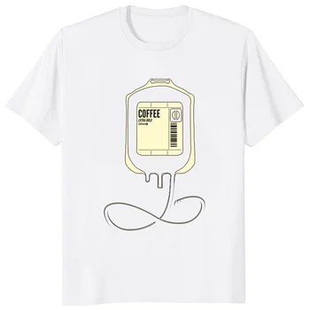 Komik Kahve infüzyon şişesi Grafik I Gerekir Kahve Benim Yaşam T-shirt Benzersiz Tasarım Elektrokardiyograf Baskılı TShirt Casual Tee