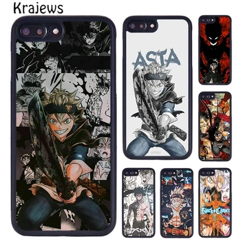 Krajews Anime Siyah Yonca Telefon Kılıfı iPhone 15 14 6 7 8 artı X XR XS 11 12 13 pro max coque