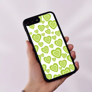 Kır çiçeği Silikon Kauçuk Telefon Kılıfı iPhone 6 6S 7 8 Artı X XS XR 11 12 13 14 Mini Pro Max Yeşil Kalp Desen