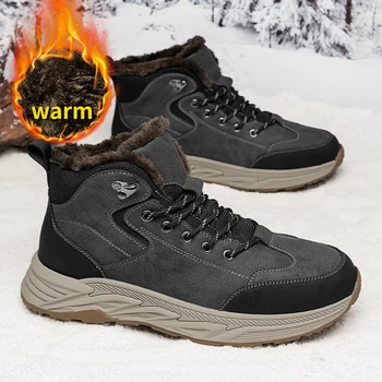 Kış Motosiklet erkek ayakkabıları 2023 Yeni Peluş Sıcak Kalın Açık Spor Dağcılık Anti kayma kar ayakkabıları