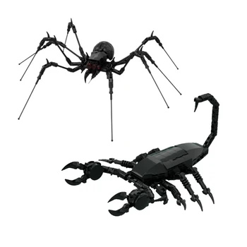 MOC Hayvanlar Yenilik Gerilim Siyah Akrep Örümcek Yapı Taşları Yaratıcı Uzman Modeli Eğitici İnşaat Oyuncaklar Çocuklar Hediyeler