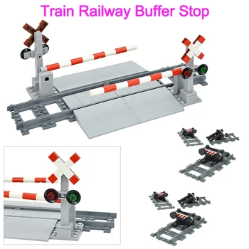 MOC Şehir Tren Parçaları Geçit Parça Tren İstasyonu Tuğla Demiryolu Tampon Durdurma Modeli Düz Parça Trafik Leduo Yapı Taşı Oyuncak