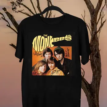 Monkees Albümü Hediye Komik Erkekler Tüm Boyut Pamuk siyah tişört uzun kollu