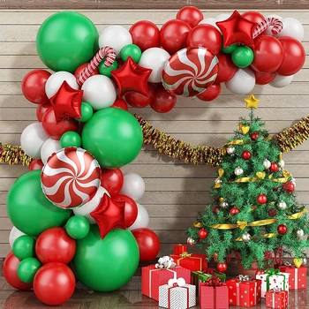 Noel Balonlar Garland Kemer Kiti Beyaz Kırmızı Yeşil Lateks Balonlar Noel baston şeker Yıldız Folyo Globos Yeni Yıl Partisi Malzemeleri