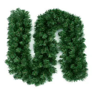 Noel Rattan 2.7 m Yeşil PVC Yapay Çelenk Çelenk DIY Festivali Parti Yeni Yıl Noel Asılı Ev Dekorasyonu