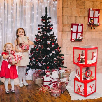 Noel Süslemeleri Büyük Kırmızı Şeffaf Sevinç Kutusu Sevinç Blokları Süslemeleri Tatil Parti Süslemeleri, ev Dekor Dayanıklı