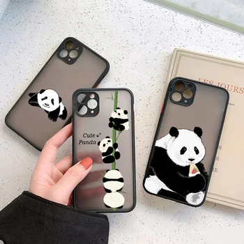 Panda Karikatür Hayvan Telefon Kılıfı İçin İphone 7 8 Artı SE202 14 13 11 12 Pro Max iPhone X XR XS MAX Sert Darbeye Dayanıklı Şeffaf Kapak