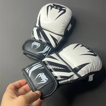 Profesyonel MMA Yarım Parmak boks eldiveni Kalınlaşmış Sanda Muay Thai Mücadele Eğitim Eldivenleri Boks Eğitim Aksesuarları