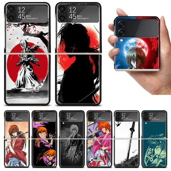 Rurouni Kenshin Anime Zflip4 Zflip5 Telefon samsung kılıfı Z Flip3 Flip4 Flip5 5G zFlip 4 5 Kapak Cep Telefonu Kabuk Caso Fundas
