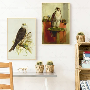 Saker Falcon Tuval Boyama Yeni Varış Falcon Hayvan Kuş Boyama Duvar sanat posterleri Oturma Odası Dekorasyon için