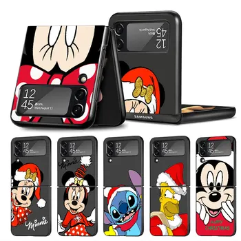 Sevimli Mickey Mouse Disney Dikiş İnce Katlanır samsung kılıfı Galaxy Z Flip3 Flip 4 Flip5 5G Flip 3 cep telefonu Kapak Funda