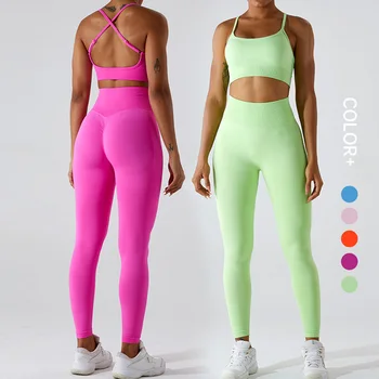 SHINBENE OEM ODM Dikişsiz 2.0 Bulut Yoga Setleri Spor Kadın Giyim Spor Activewear Tayt Kadınlar için Set