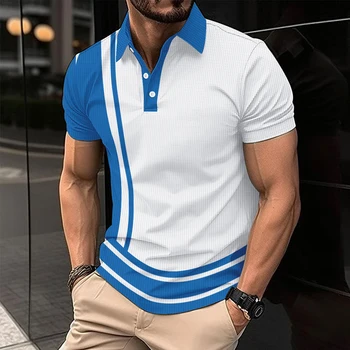 Streetwear 2023 Şort Kollu 3D Baskı Retro Gömlek Erkek Giyim Moda Düğme Yaka Polo t Gömlek Casual Erkek Yaz Kazak