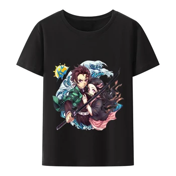 Sıcak japon animesi iblis avcısı T Shirt Kadın Kawaii Kimetsu Hiçbir Yaiba Streetwear Tees Tanjirou Kamado Unisex Üstleri Tshirt