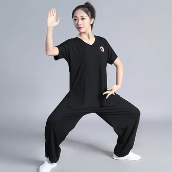 Tai Chi Giysileri Dövüş Sanatı Üniforma Wushu Giyim Kung Fu Elbise Kısa Kollu Siyah Kadınlar Ve Erkekler Unisex Kun Usta 2023 Yeni