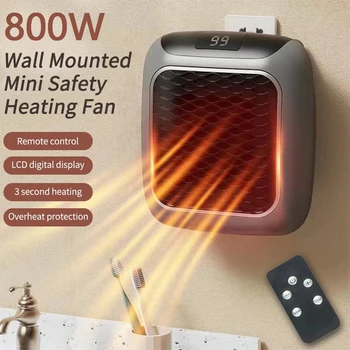 Uzaktan Kumandalı PTC seramik elektrikli ısıtıcı, Ev için Mini ısıtıcı, Küçük banyo ısıtma fanları, Duvara monte, 800W