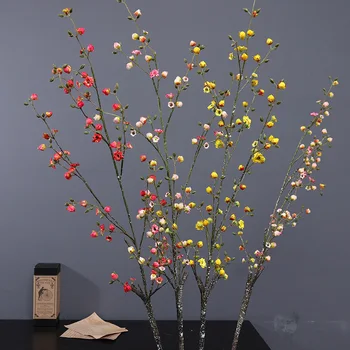 Yapay Şeftali Çiçeği Şube Çiçek Düzenleme ile Sahte Çiçek Kiraz Ağacı Kapalı Saksı Çiçek ile yapay çiçek